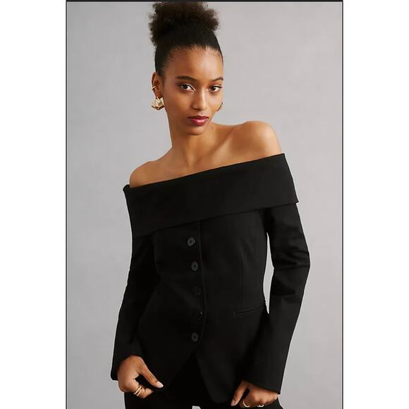 Maeve for Anthropologie off the shoulder blazer. Black size 6. - Picture 1 of 3
